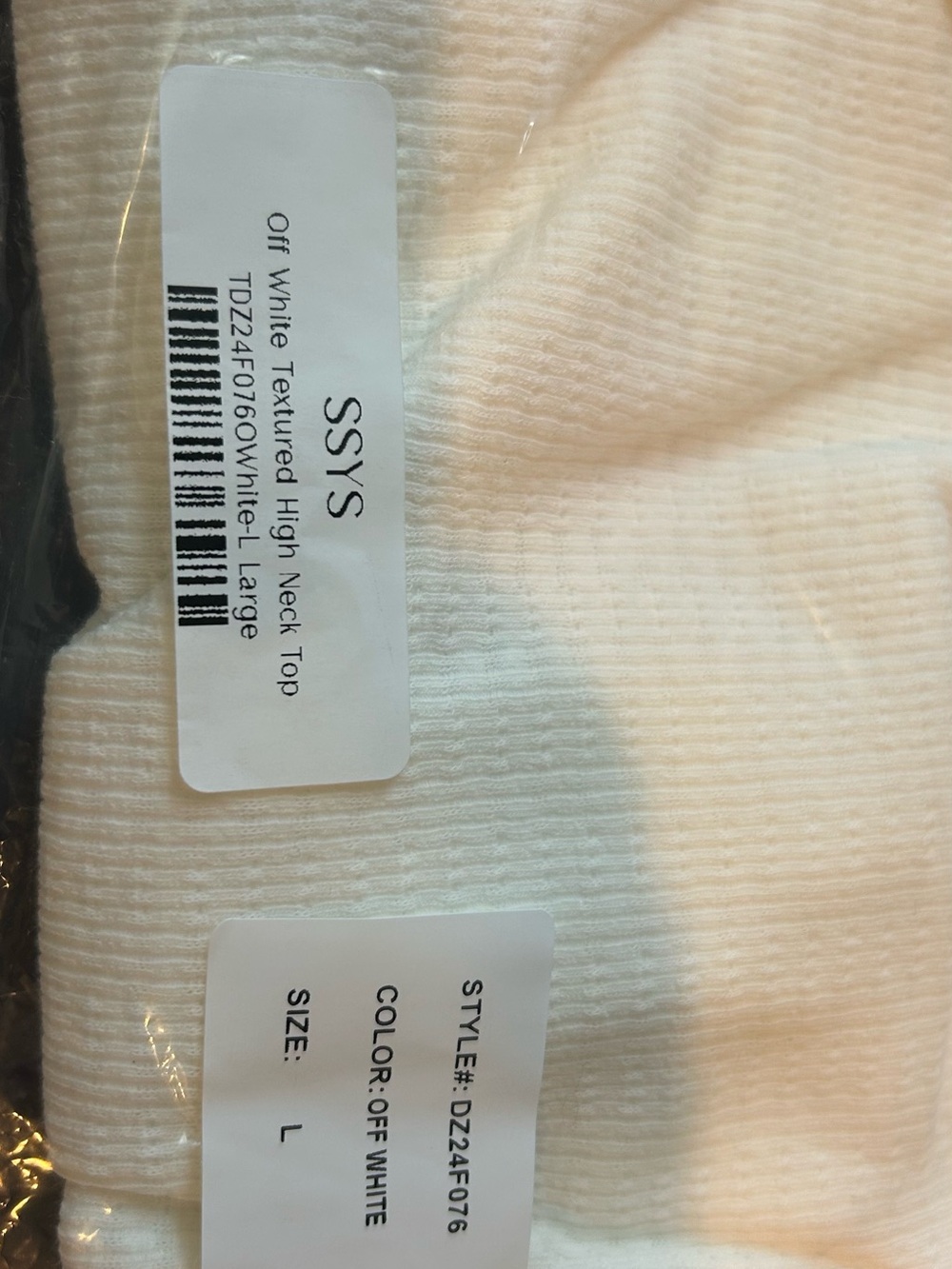 Off White Textured High Neck Top - Picture 3 of 8
